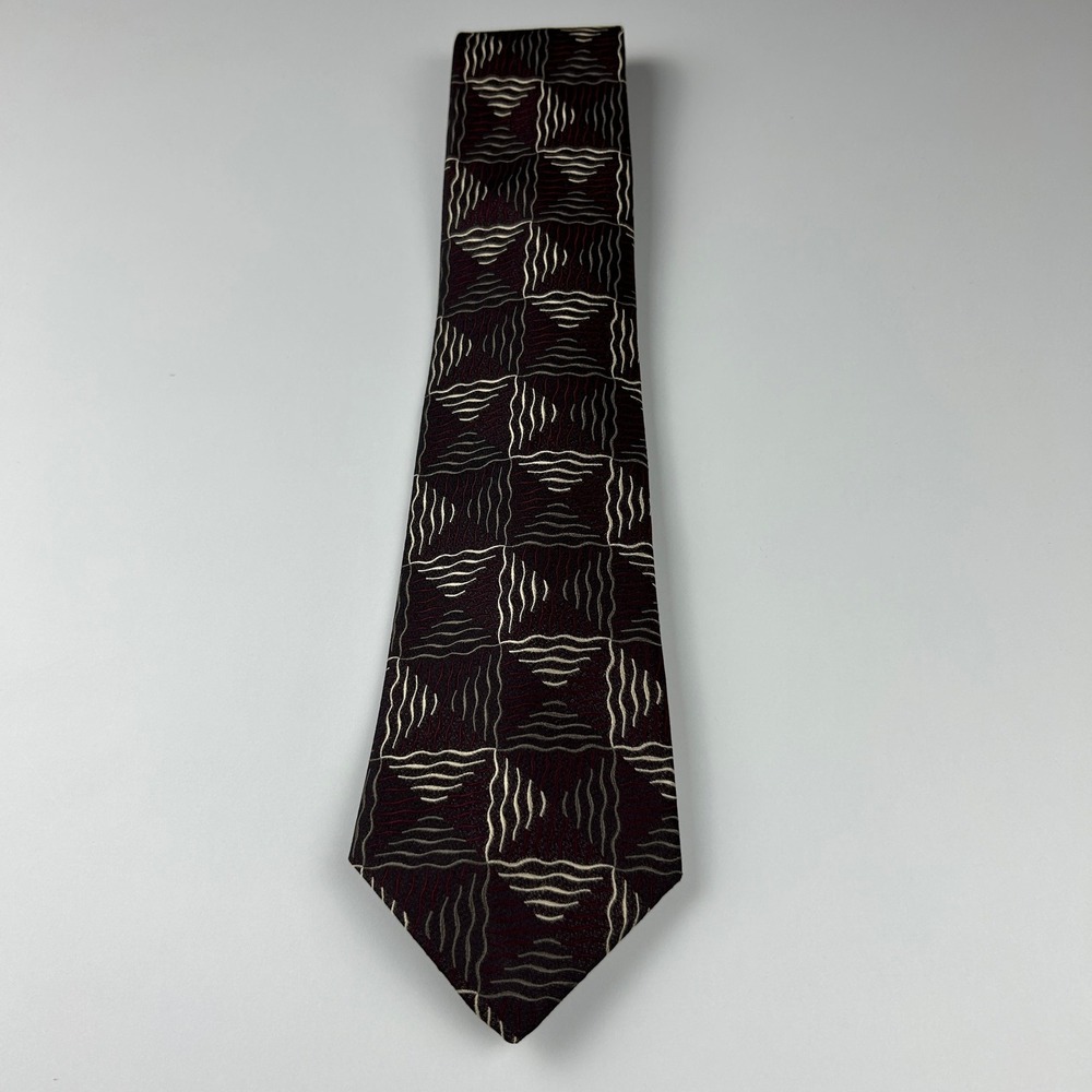 Vintage Robert Talbott Best of Class Nordstrom XL Maroon Geometric Silk Tie USA